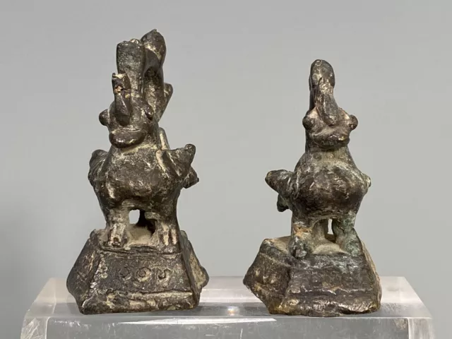 Fine Lot of 2 Burma Burmese Bronze Avian form Opium Weights ca. 19th century 2