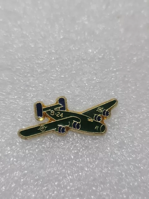 U.S. Air Force B-24 liberator Airplane Enamel Lapel Pin Rubber Back Gold Toned