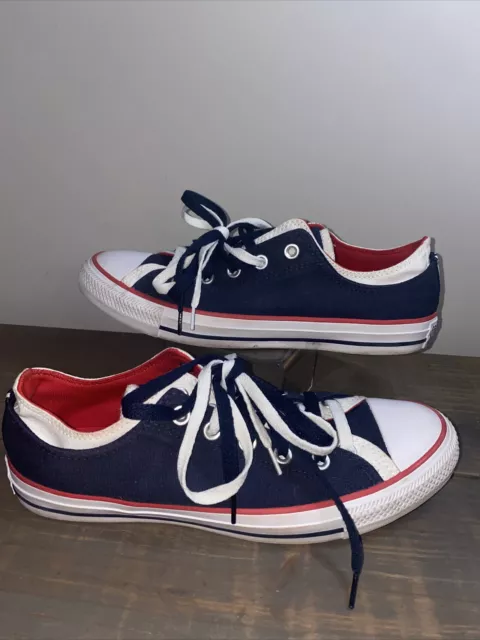 Womens Converse Chuck's All Star Sz 10/ Red White Blue 567039F Dbl Tongue