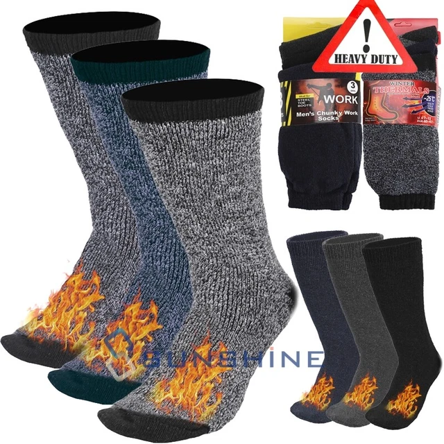 3 Pairs Mens Heavy Duty Thick Warm Thermal Work Boot Socks Size 9-13