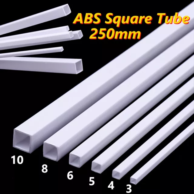 ABS Styrene Plastic Square Tube Pipe White 250mm DIY Craft Building Model