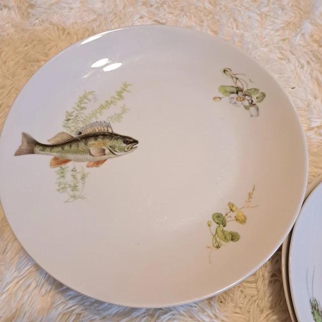 Vintage Bareuther Waldsassen German Fish Plates Set Of Six