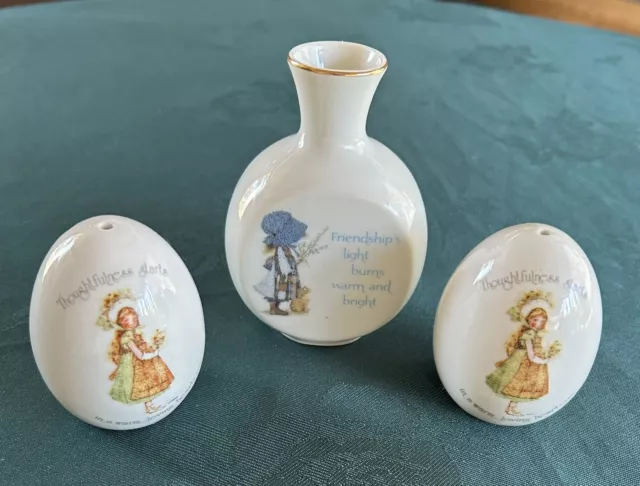 Vintage Holly Hobbie  Vase & Salt Shakers, Bulk Lot