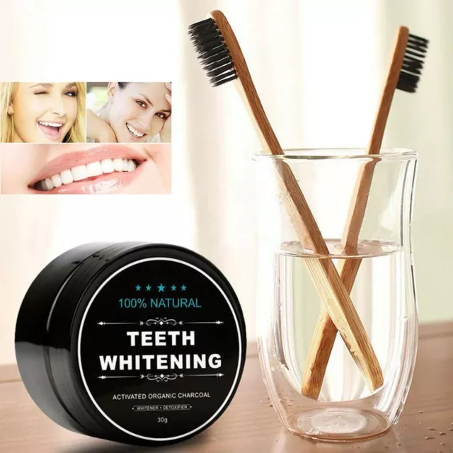 Charcoal Teeth Tooth Whitening Powder Natural Organic Toothpaste Toothbrush Oral