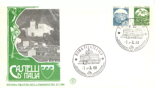 Repubblica, FDC Filagrano - Castelli (Castello di Scilla e di Piobbico), 1988