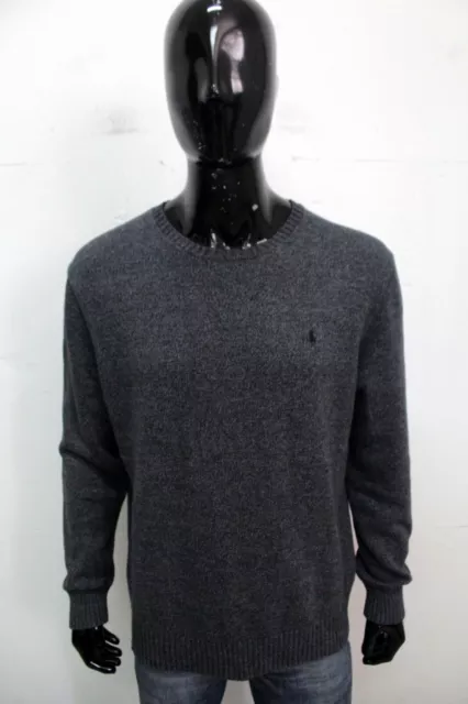 Ralph Lauren Maglione Uomo Taglia XL Sweater Cotone Grigio Pullover Maglioncino
