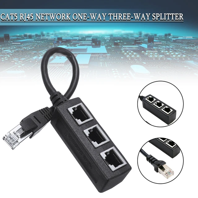 RJ45 Ethernet 1 to 3 Ports LAN Splitter Adapter Cable Network Connectors c
