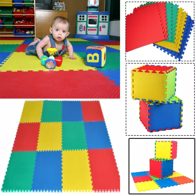 10PCS MULTI COLOR INTERLOCKING EVA FOAM MAT KIDS PLAY GYM FLOOR TILE 30 x 30cm