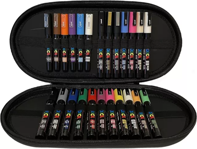 Uni Posca Paint Marker Art Pen Posca Travel Case Set of 24 Assorted Colours