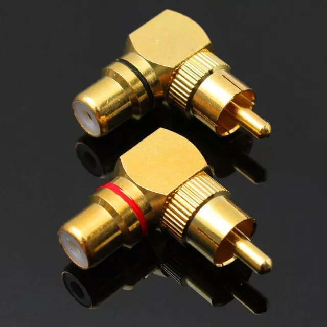 2pcs Male To Female Brass RCA Right Angle Connector Plug Adapter Replacement Kit