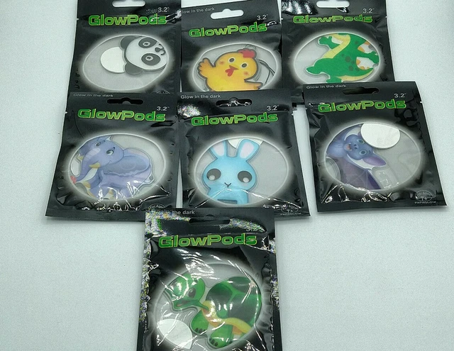 Pegatina GlowPods Glow In The Dark Glow Glow Glow 3,2" Lote de 7 Nuevas