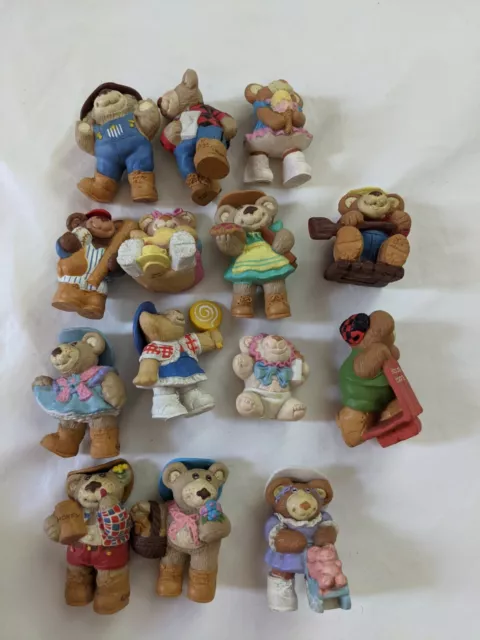 Lot De 14 1986 Furskins PVC Ours Miniature Figurines Xavier Roberts 3.8cm