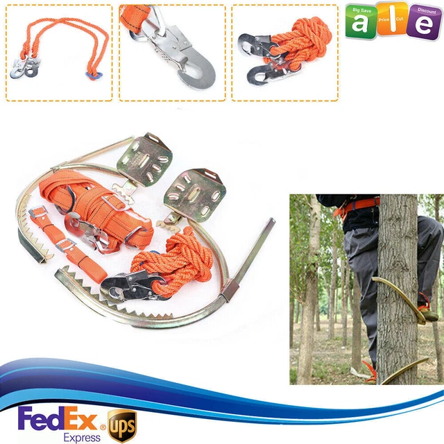 2 Gear Tree Climbing Safety Belt Spike Set W/ traps, Adjustable Safety Lanyard