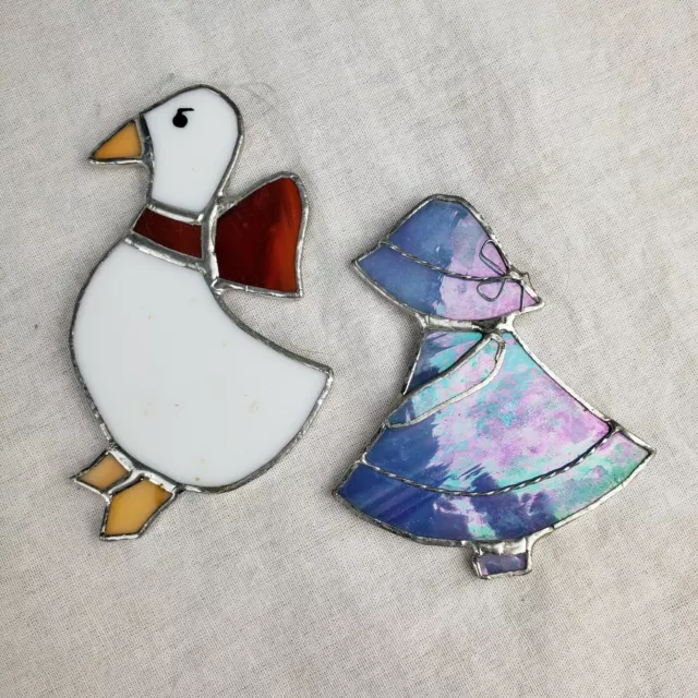 Mother Goose Stained Glass Sun Catcher Handcrafted Window Hanging Art Decor