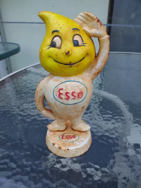 Vintage Esso Gas Oil Drop Boy Cast Iron Bank GmbH Figure Statue GERMANY