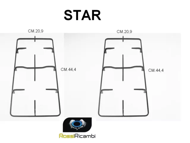 STAR GRIGLIE CUCINA SMALTATE NERE PIANO COTTURA 4 FUOCHI - 44,4 X 20,9 cm