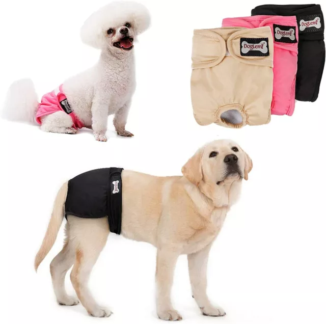 Washable Female Dog Nappies for 'In Season'  3 x Reusable Leakproof Dog XS Size
