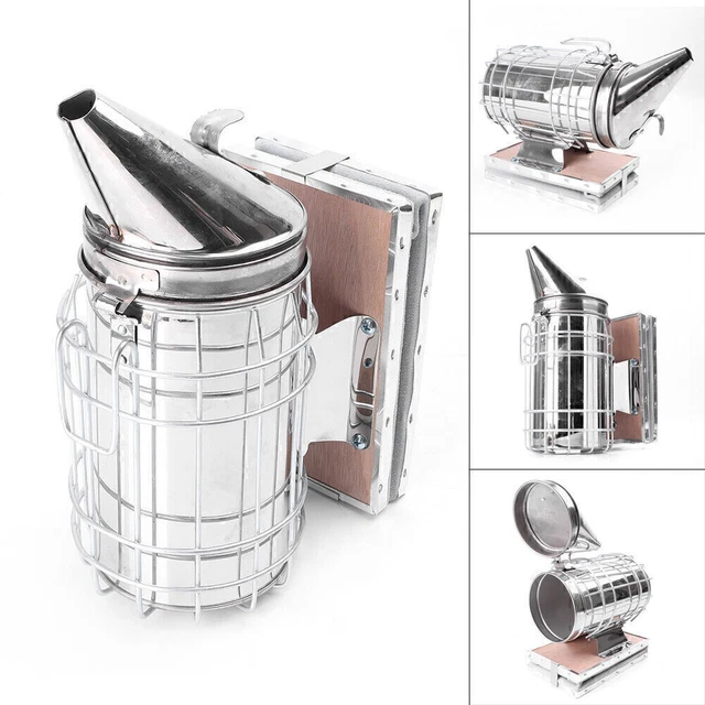 Bee Hive Smoker Stainless Steel W/Heat Shield Calming Spray Beekeeping Equipment