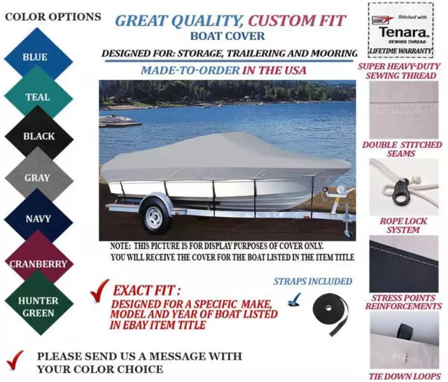 6.25oz CUSTOM BOAT COVER FITS WELLCRAFT ECLIPSE 233 BOW RAILS I/O 1990-1993 3