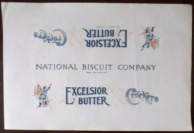 Nabisco National Biscuit Co. Excelsior Butter Crackers Wrapper, Unused, 1900