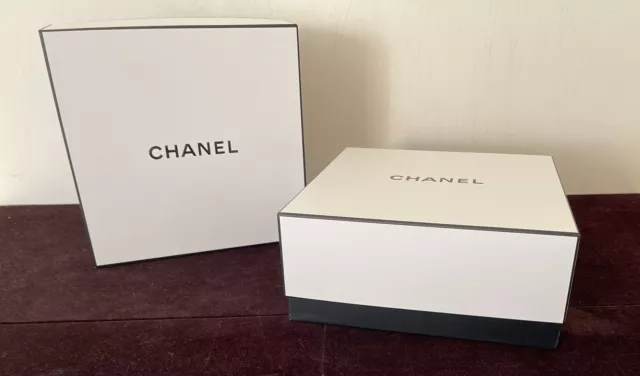 Lot of 2 Chanel Gift Boxes w/ Tissue Sticker & Shreds 8-3/4