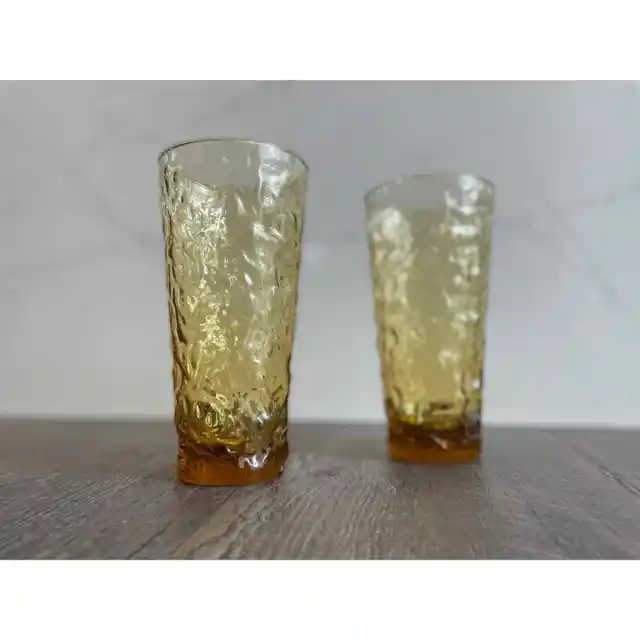 Vintage Anchor Hocking Milano Amber/Honey Iced Tea Tumblers Drinking glasses