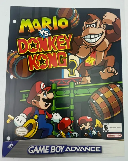 🔥 Mario vs Donkey Kong Nintendo Gameboy Advance Vintage Video Game PROMO  Poster