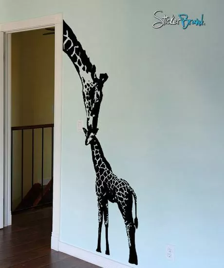 Autocollant autocollant mural marque autocollant bébé girafe avec thème safari mère Afrique #384 3