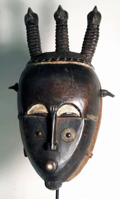 Authentic African Yaure wood mask from Cote d'Ivoire