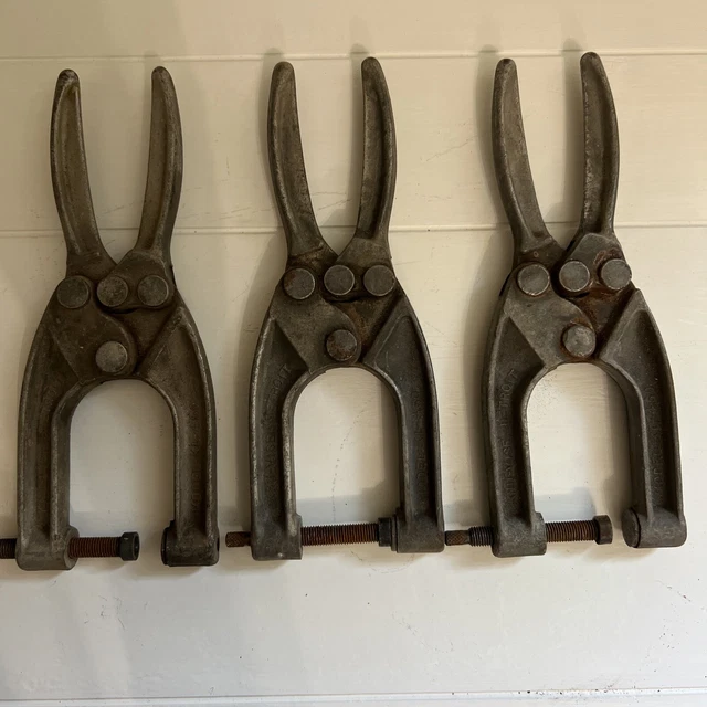 Lot of 3 Knu-Vise Detroit Stamping Locking Toggle Welding Clamps
