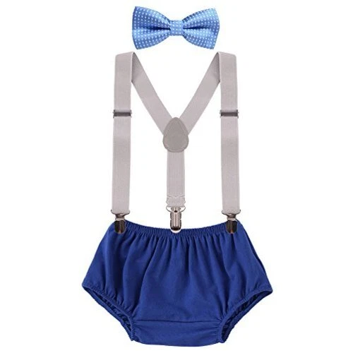 Baby Boys Adjustable Y Back Clip Suspenders Outfit First, Blue, One Size MOy5
