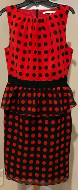 TRINA TURK Womens Black & Red Polka Dot Silk Dress - Sz 2 XS Extra Small