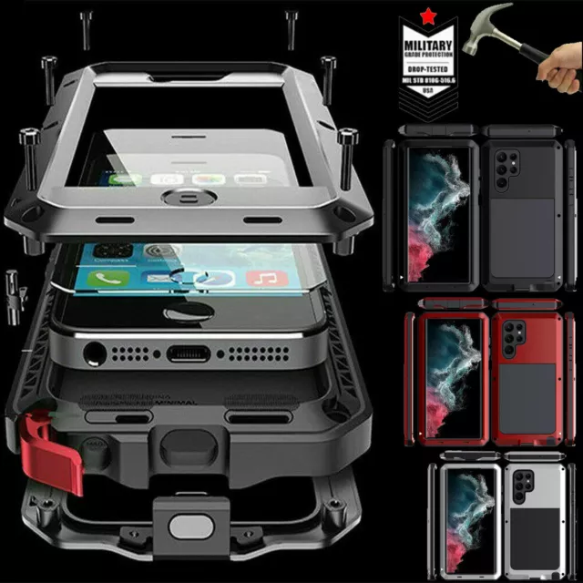 For Galaxy S23 S24 20 S22 Ultra Case Heavy Duty METAL ALUMINIUM Shockproof Cover