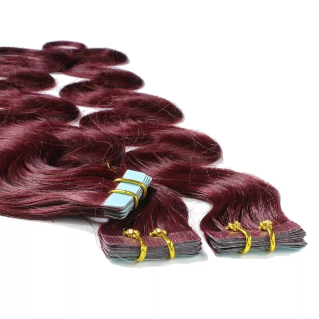 Hair2heart 10x Tape In Extensions Echthaar Gewellt Hellbraun Violett 50 cm Haare 3