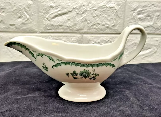 Shenango China Gravy Boat CHARDON  ROSE Green Sauce USA Vintage