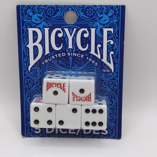 NIP Bicycle Cards Brand six sided dice quantity 5 Count per sealed blister Pack