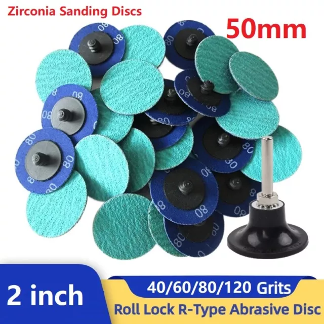 2 inch 50mm Zirconia Sanding Wheel 36-120 Grit Die Grinder Twist Roll Lock Disc