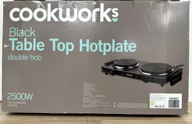 Buy Cookworks 2500W Table Top Double Hotplate Hob, Camping stoves and  cookers