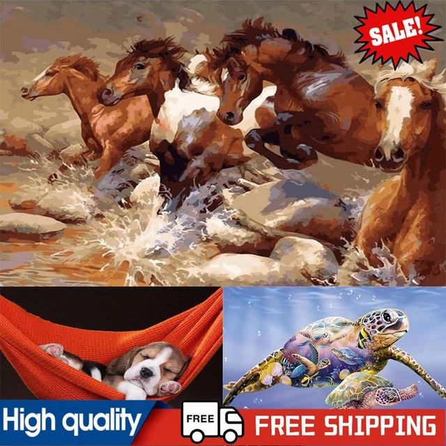 Painting By Numbers Kit DIY Animal Hand Painted Picture Craft Home Wall Decor