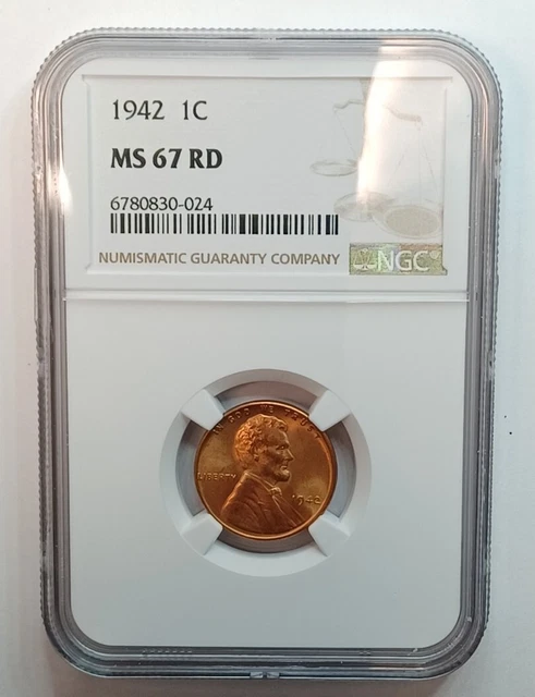 1942 (P) Lincoln Wheat Cent NGC MS67RD MS67 RED