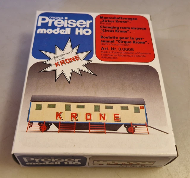 Preiser Circus PREISER 30608 BAUSATZ Zirkus Circus Krone Mannschaftswagen, H0-1:87 ...