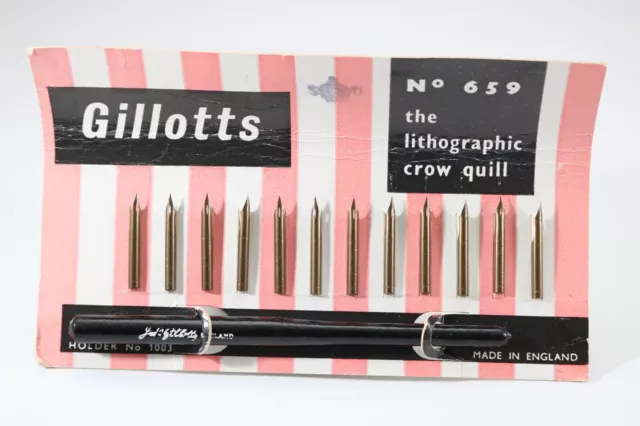 Vintage Joseph Gillots No. 659 Lithographic Crow Quill Dip Pen Set