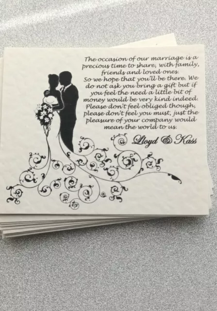 Insertos de boda personalizados Información adicional no compres una tarjeta de poema de regalo