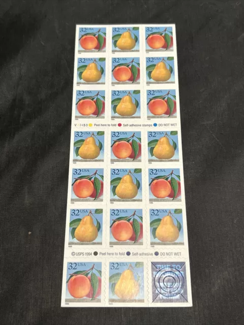 US 32¢ Peaches and Pear Booklet of 20 Stamps Scott #2494a