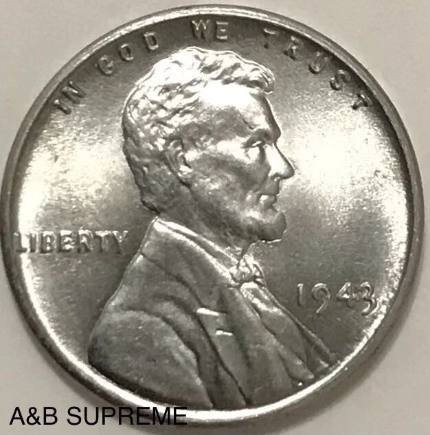 1943 Lincoln Wheat Cent WW2 Steel Penny Gem Bu Uncirculated