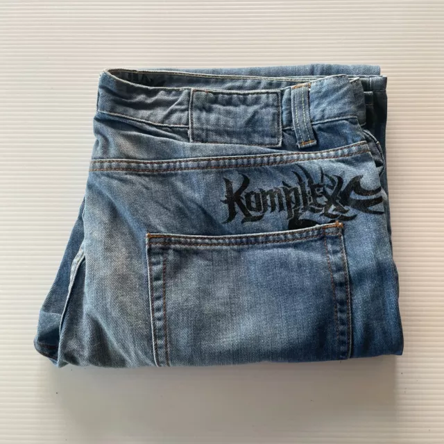 Komplex Distressed Straight Denim Jeans Mens Size 38 Waist Blue Casual Style Fit