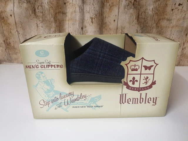 Wembley Heritage superweiche Herrenhausschuhe, Größe UK6-7, marineblau, brandneu in Verpackung