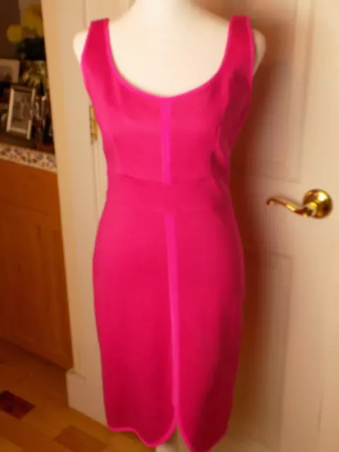 Trina Turk Sleeveless Shift Dress Size 4 Bright pink w/pink accents-form fitting