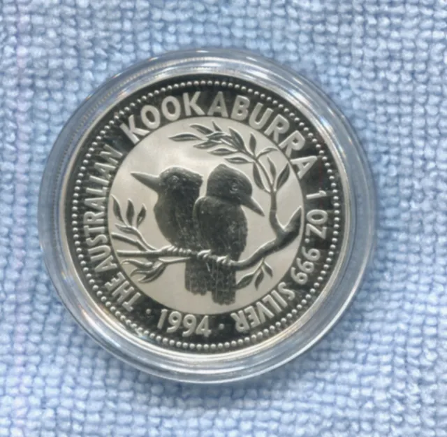 1994 $1 Kookaburra  1 oz Silver Coin in CAPSULE AUSTRALIA 1oz G-523