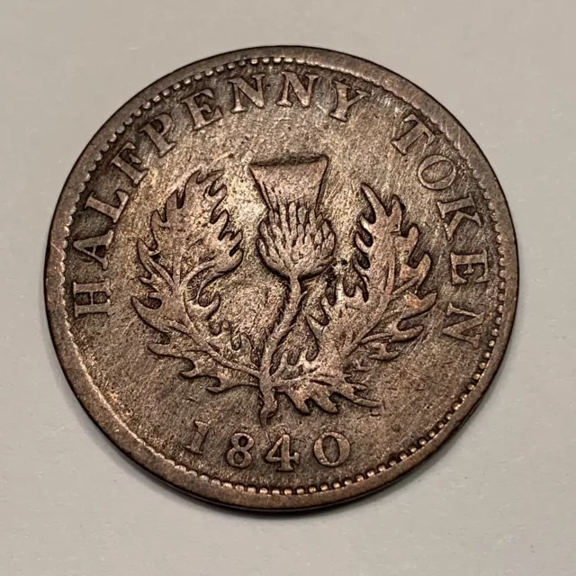 1840 Canada Half Penny Bank Token  FREE SHIPPING